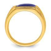 14k Created Sapphire and Diamond Mens Ring